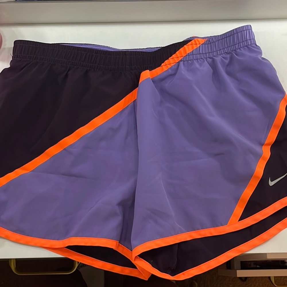 Nike Purple and Black Athletic Shorts with Diagonal Design